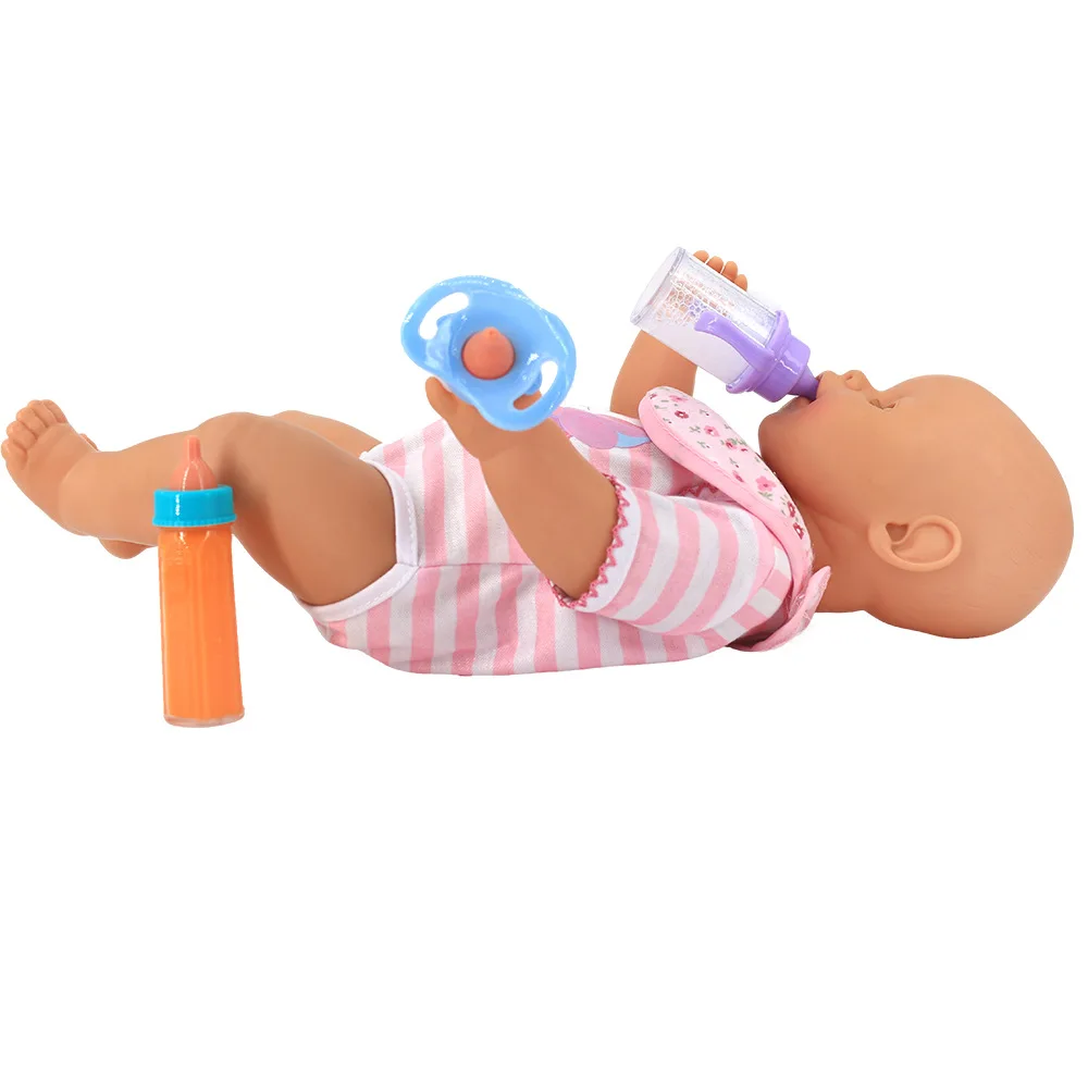 Zhexitoy Disappearing Dolls Feeding Bottles Sets including Nipple、Milk and Juice Bottle, Baby Doll Accessories, Kids Gifts