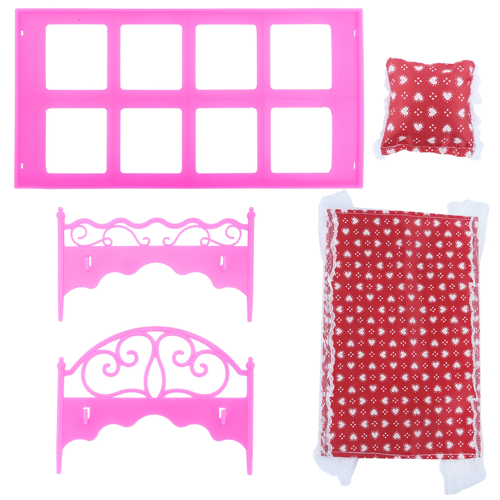 2 Set/ Pack Fashion Pink 1:6 Doll Furniture Lace Bed Sheet Make up Table Chair Bedroom Accessories for 11.5'' Doll Kids Toy Gift