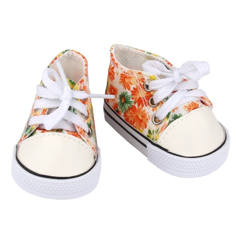 7cm Canvas Cloth Doll Shoes Lace-up Doll Boots Sneakers For 43cm Baby New Born&18 inch American,OG Life Girl Doll Girl's Gift