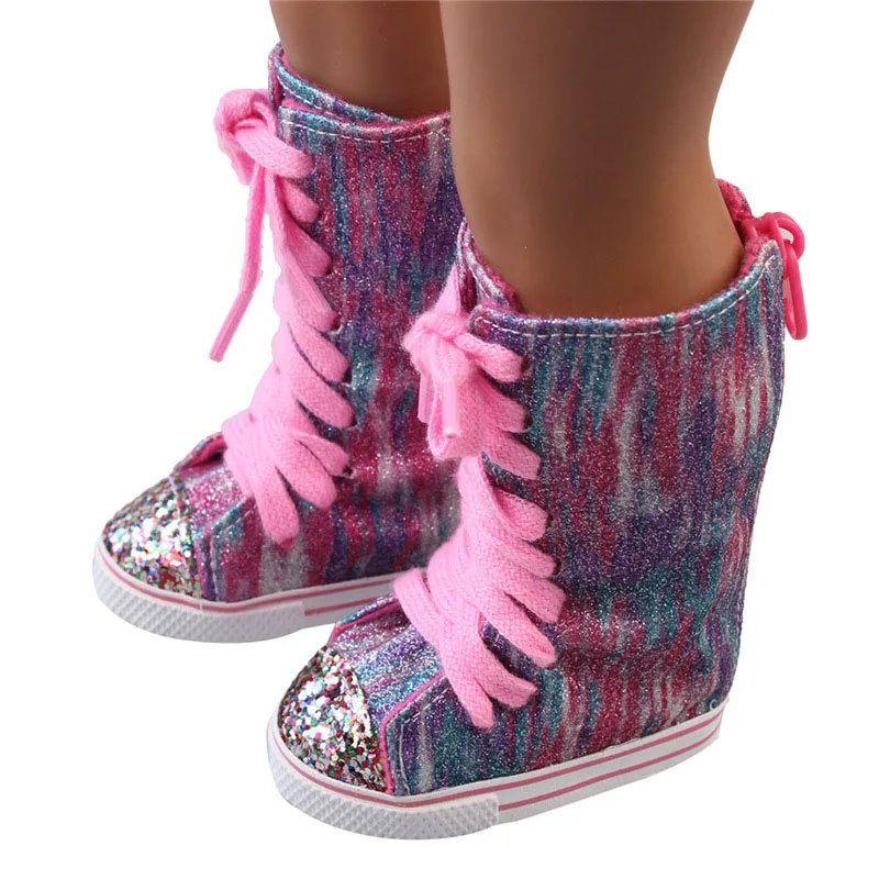 7cm Canvas Cloth Doll Shoes Lace-up Doll Boots Sneakers For 43cm Baby New Born&18 inch American,OG Life Girl Doll Girl's Gift