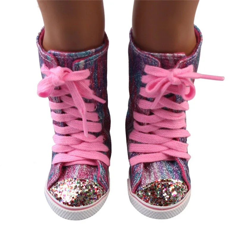 7cm Canvas Cloth Doll Shoes Lace-up Doll Boots Sneakers For 43cm Baby New Born&18 inch American,OG Life Girl Doll Girl's Gift