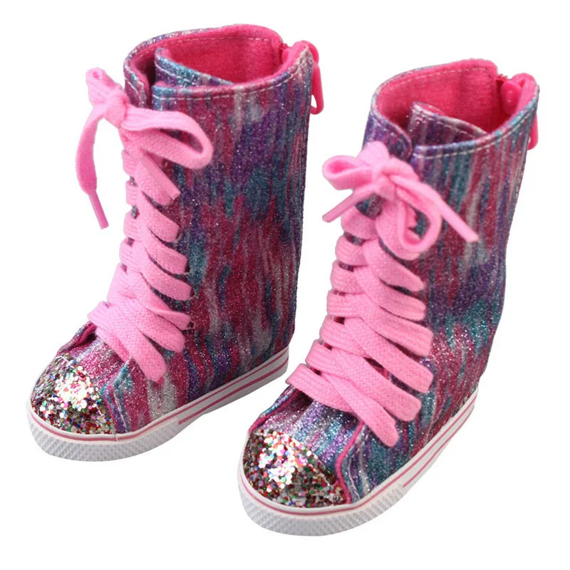 7cm Canvas Cloth Doll Shoes Lace-up Doll Boots Sneakers For 43cm Baby New Born&18 inch American,OG Life Girl Doll Girl's Gift