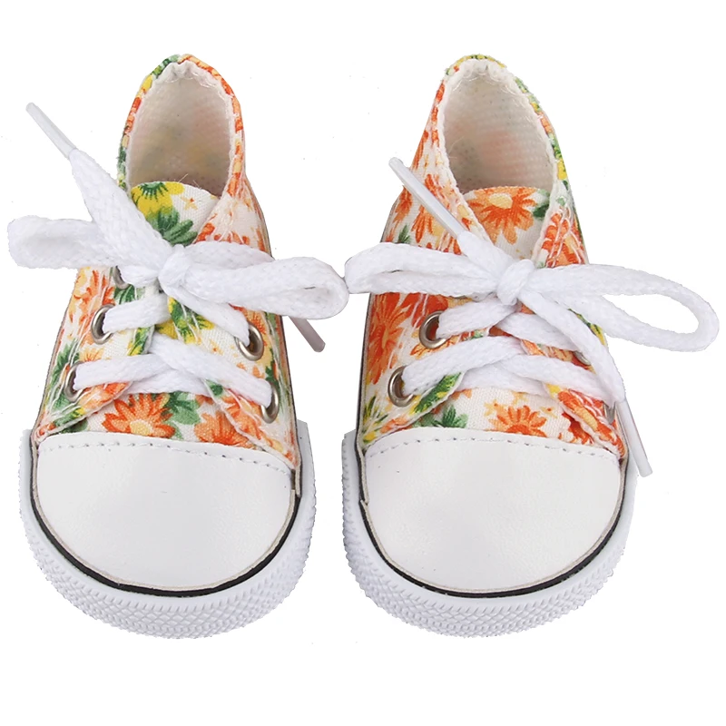 7cm Canvas Cloth Doll Shoes Lace-up Doll Boots Sneakers For 43cm Baby New Born&18 inch American,OG Life Girl Doll Girl's Gift