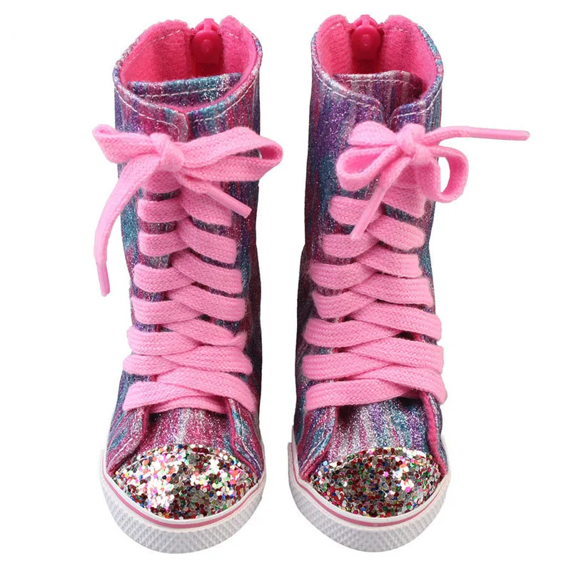 7cm Canvas Cloth Doll Shoes Lace-up Doll Boots Sneakers For 43cm Baby New Born&18 inch American,OG Life Girl Doll Girl's Gift