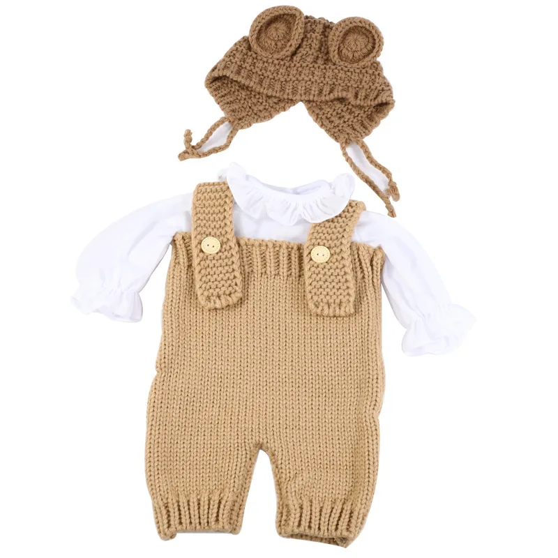 Doll Clothes for 55cm Baby Doll 22inch Doll's Clothing Sweater Dress Overall DIY Toy Outfit Set for Reborn Dolls Accessories