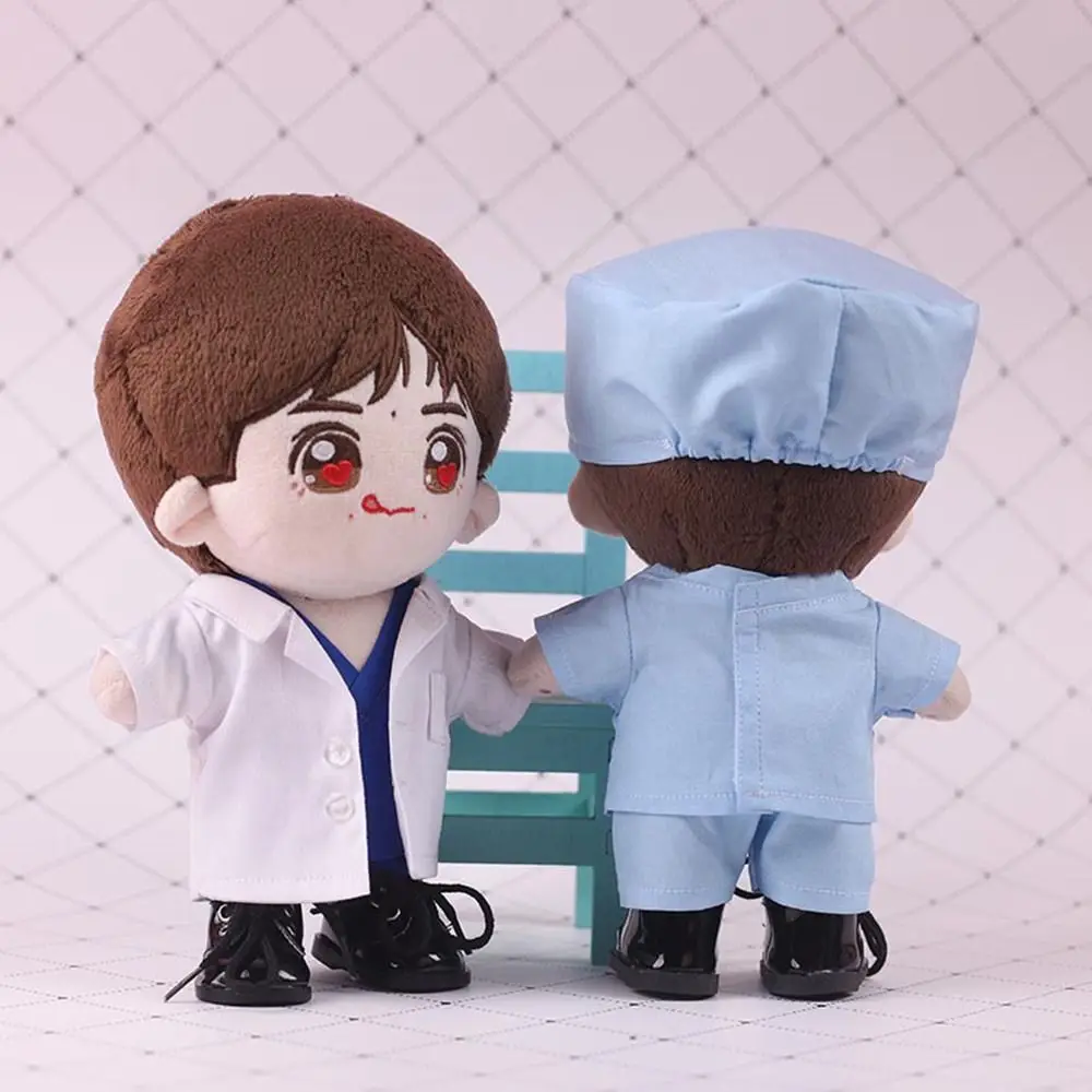 20CM Doll Clothes Cosplay Doctor Surgical Uniform Suit Cotton White Coat Green Blue Tops Pants For Idol Dolls Clothing Accessory