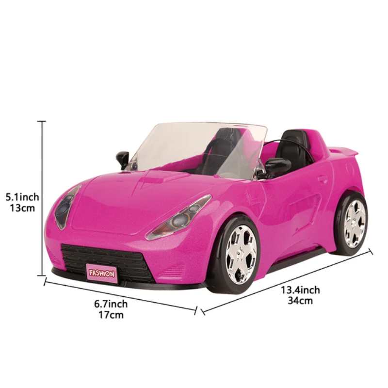 61/1pcs Set Cool 2-Seater Vehicle Pink Car with Stylish Travel Clothes and Accessories for Doll Christmas Gift,Dollhouse