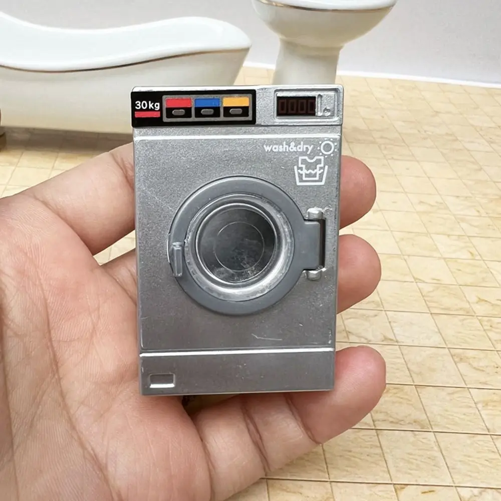 1:12 Miniature Washing Machine Dollhouse Furniture Model Simulation Plastic Mini Drum Washer Doll House Kitchen Accessories