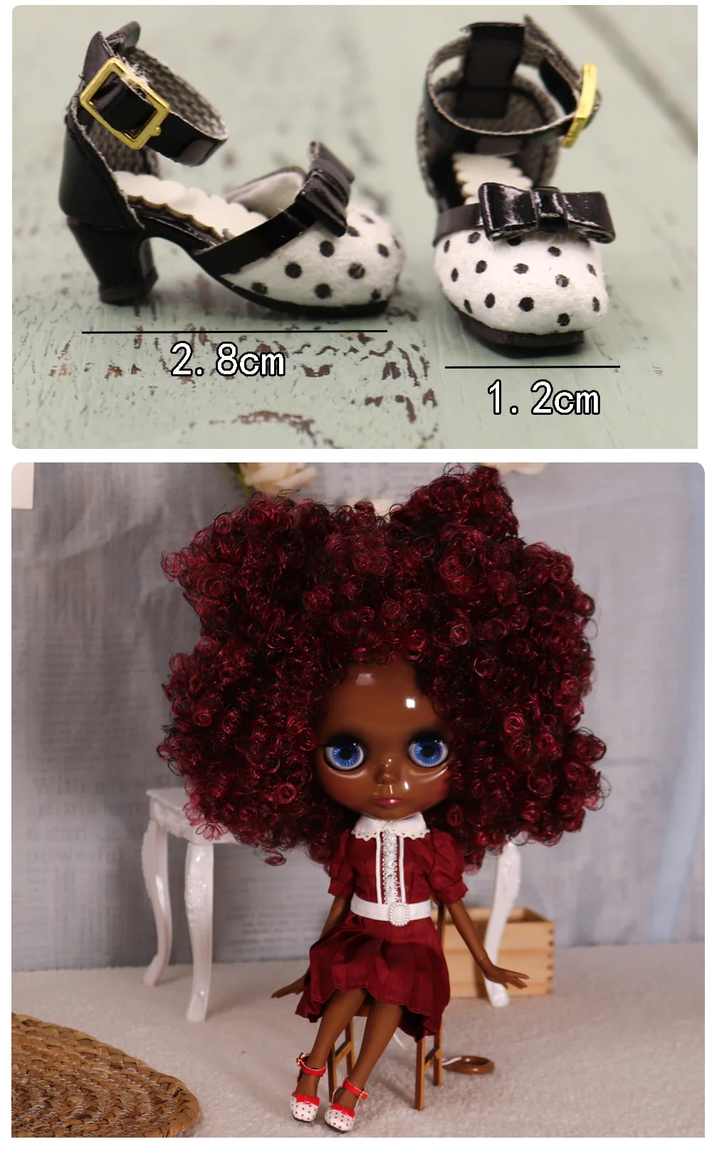 Shoes for Blyth doll Mary Jane Shoes Suitable For 1/6 BJD 30cm Anime Girl OB24