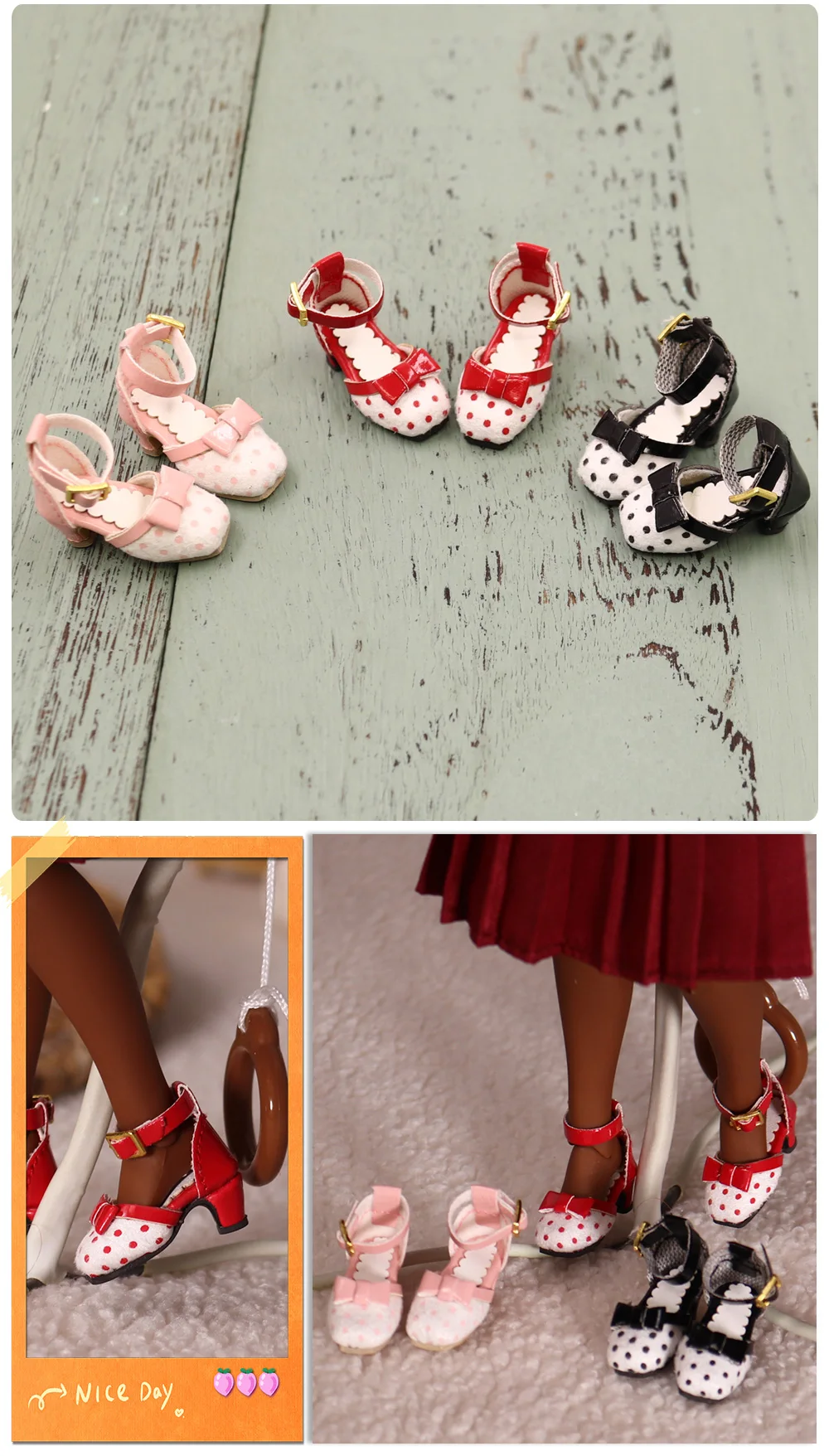 Shoes for Blyth doll Mary Jane Shoes Suitable For 1/6 BJD 30cm Anime Girl OB24