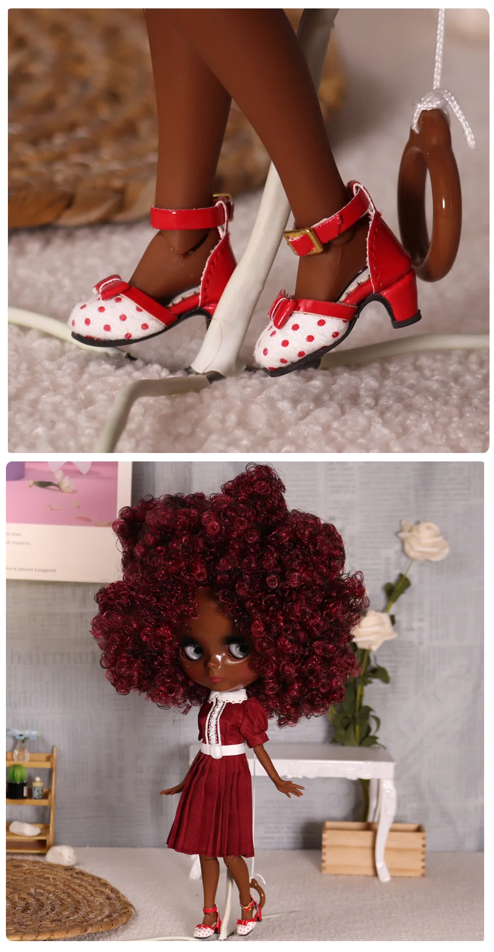Shoes for Blyth doll Mary Jane Shoes Suitable For 1/6 BJD 30cm Anime Girl OB24