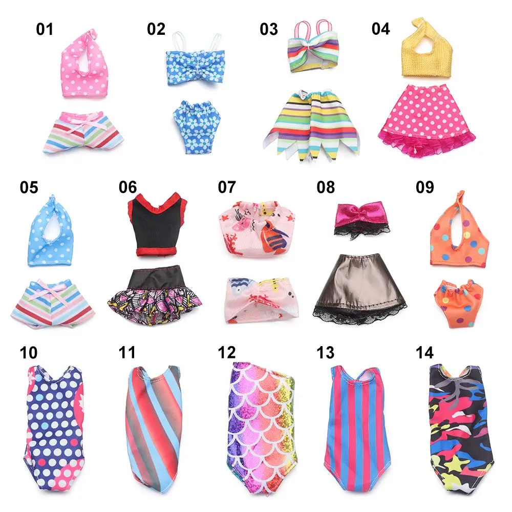 Lovely Doll Swimsuits Dollhouse Swimwear Toys Clothes Miniature Bathing Bikini Beach Outfits Play House Swimming Accessories