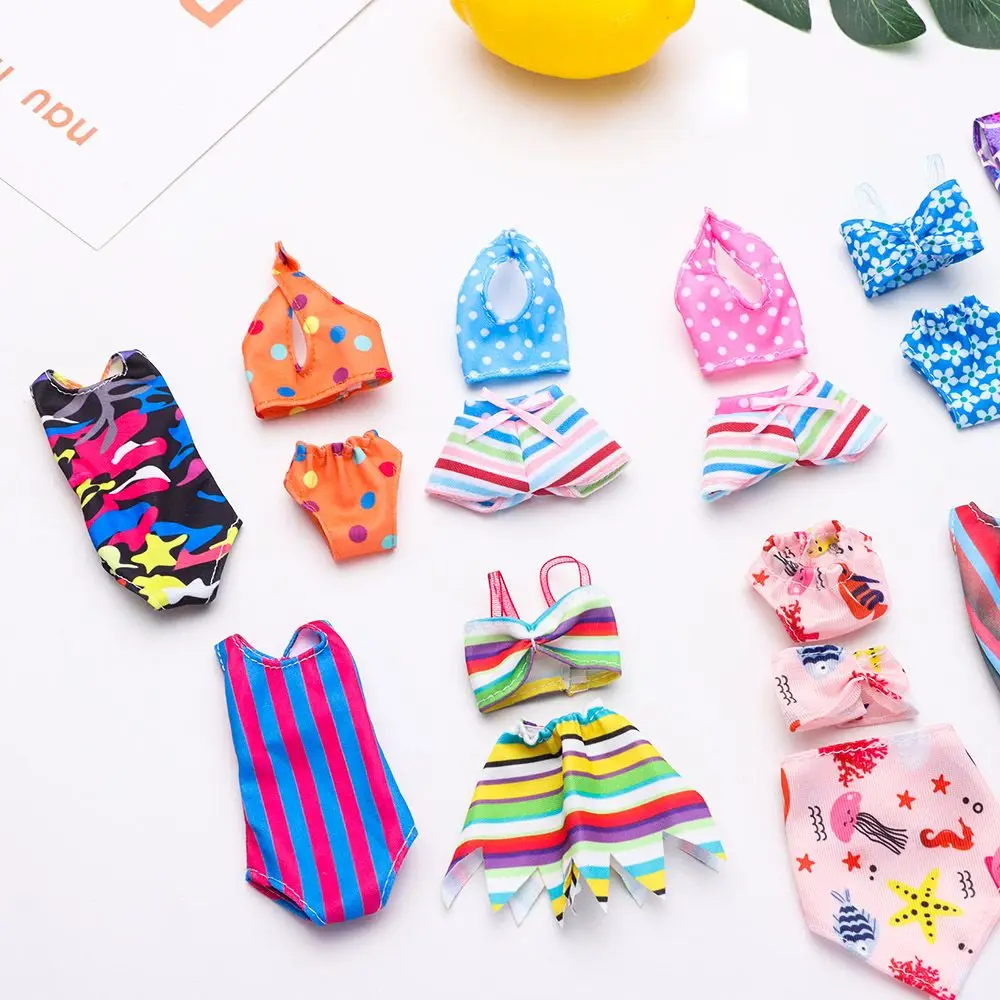 Lovely Doll Swimsuits Dollhouse Swimwear Toys Clothes Miniature Bathing Bikini Beach Outfits Play House Swimming Accessories