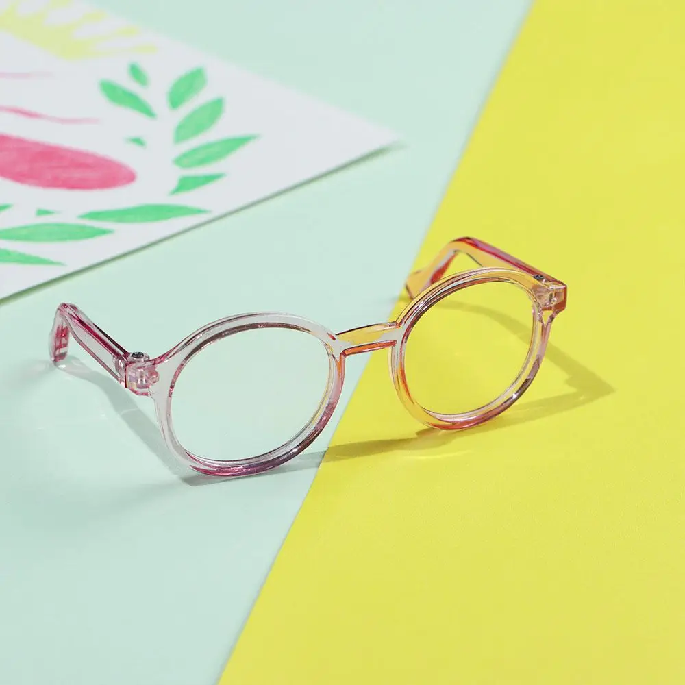 Round Frame Miniature Eyewear Clear Lens Candy Color Eyeglasses For 20cm Cotton Idol Doll Accessories Plush Doll Glasses