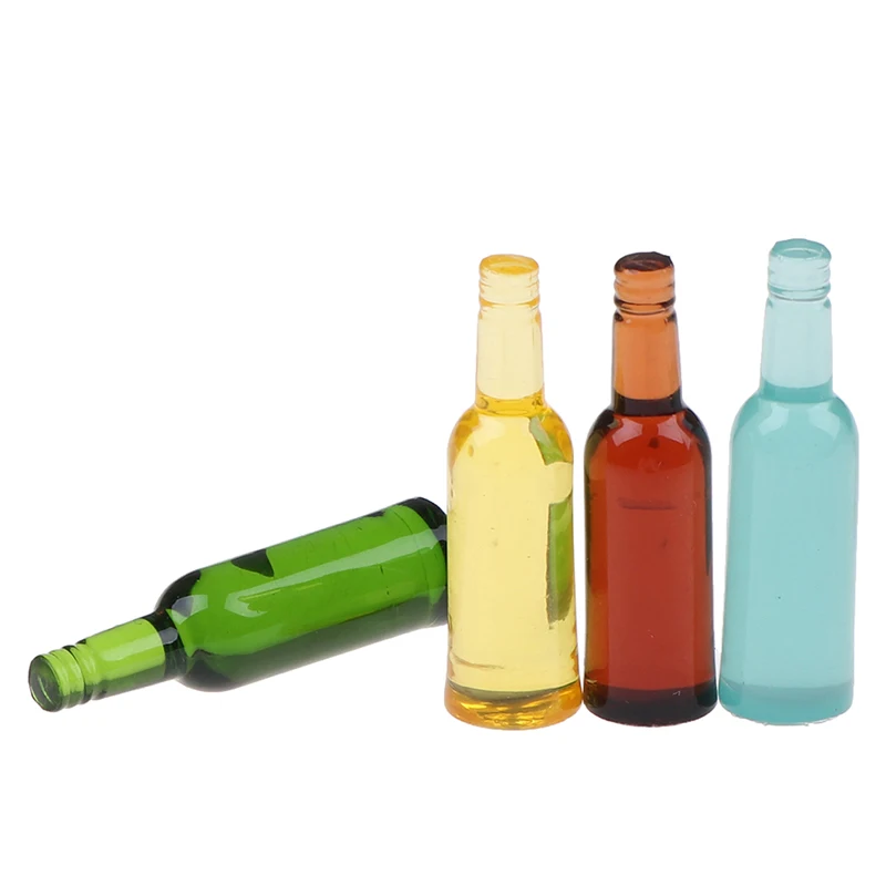 6Pcs 1:12 Dollhouse Miniature Beer Wine Drink Bottle Doll Kitchen Accessories