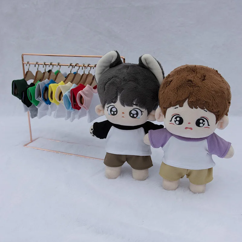 New 10/15/20cm Cotton Doll Clothes Baby Clothes Contrasting Color Patchwork Raglan Sleeves T-shirt Doll Base Shirt