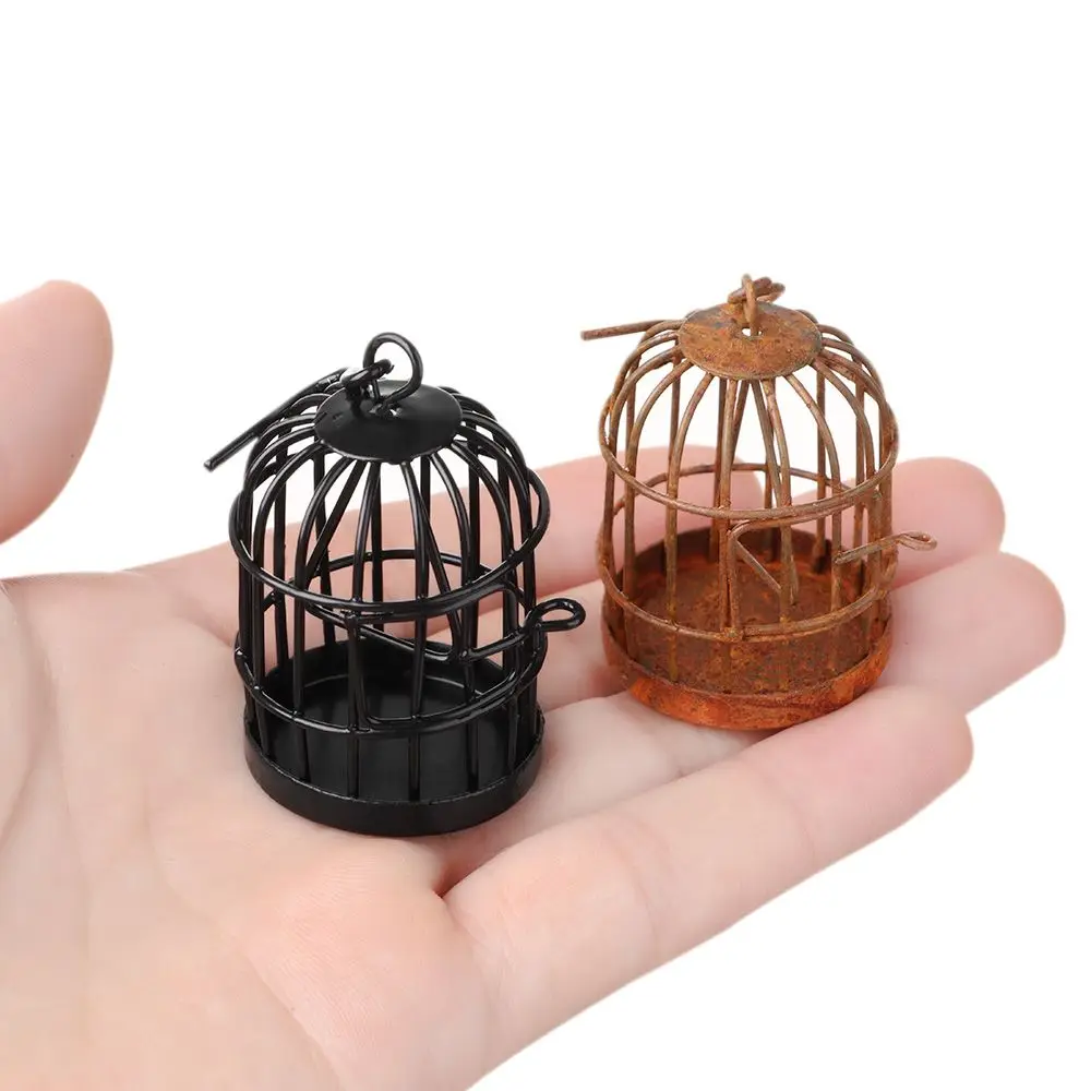 1 Pcs Bird Cage DIY Iron Metal Bird Cage Micro Landscape Hollow 1:6 1:12 Scale Doll House Desktop Mini Decor Home Decoration