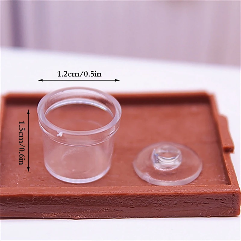 2Pcs 1:12 Scale Dollhouse Miniature Glass Sugar Bottles Spice Seasoning Jar With Cover Model Kitchen Decor Toy