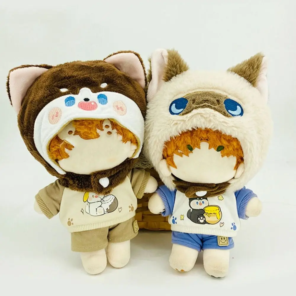 20cm Doll Headgear Cute Plush Hat Pig Rabbit Cat Cartoon Animal Ear Cap Change Dressing Game Cos Outfit DIY Doll Accessories