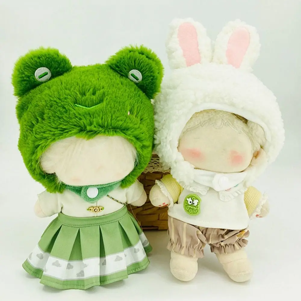 20cm Doll Headgear Cute Plush Hat Pig Rabbit Cat Cartoon Animal Ear Cap Change Dressing Game Cos Outfit DIY Doll Accessories