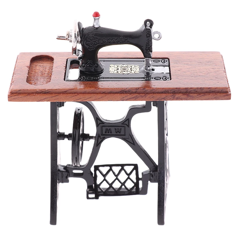 1:12 Dollhouse Miniature Furniture Retro Sewing Machine Knitting Tools Model Doll House Decor Simulation Furniture Model