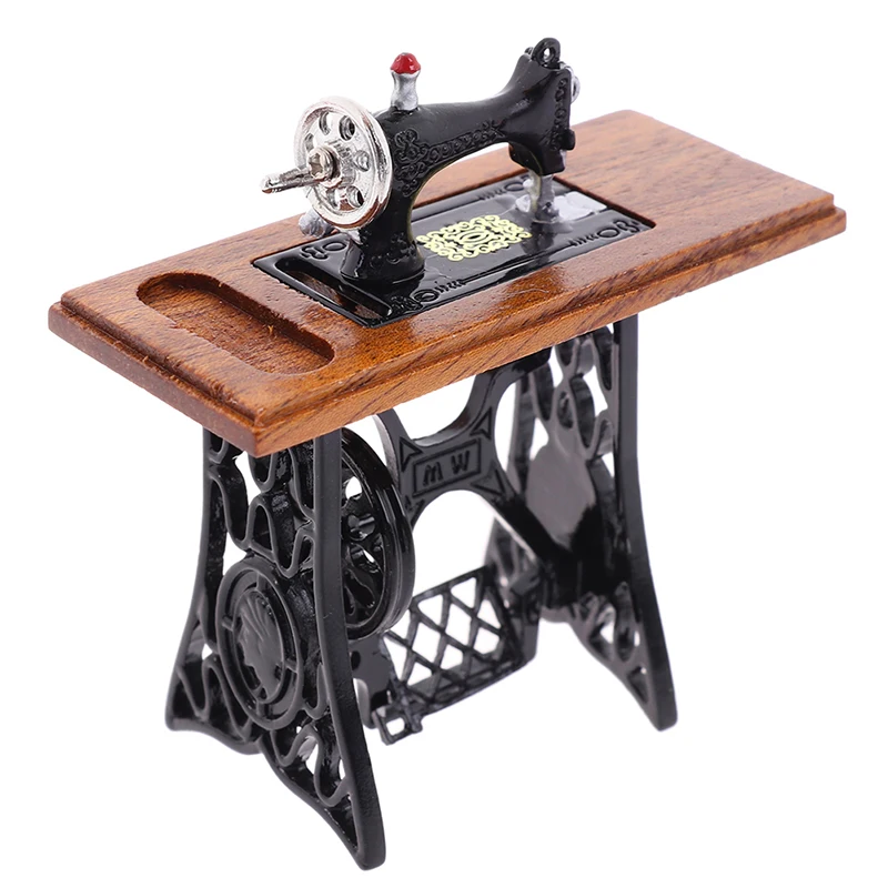 1:12 Dollhouse Miniature Furniture Retro Sewing Machine Knitting Tools Model Doll House Decor Simulation Furniture Model
