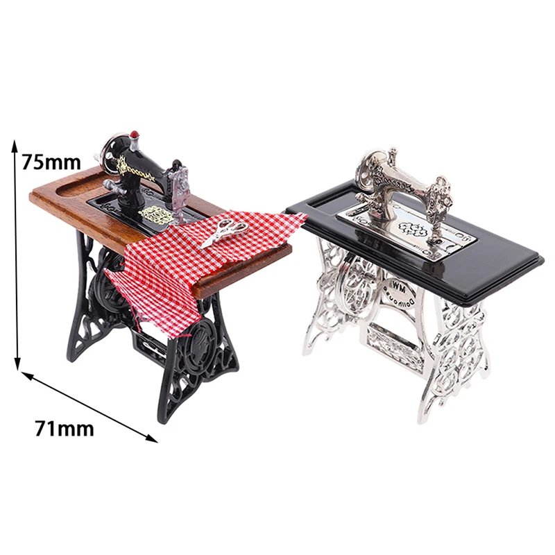 1:12 Dollhouse Miniature Furniture Retro Sewing Machine Knitting Tools Model Doll House Decor Simulation Furniture Model