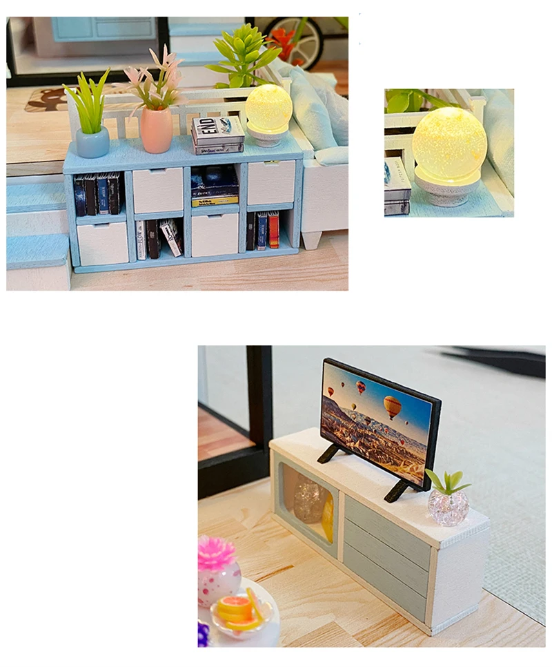 DIY Wooden Casa Doll Houses Miniature Building Kits with Furniture Light Modern Loft Dollhouse Toys for Adults Birthday Gifts