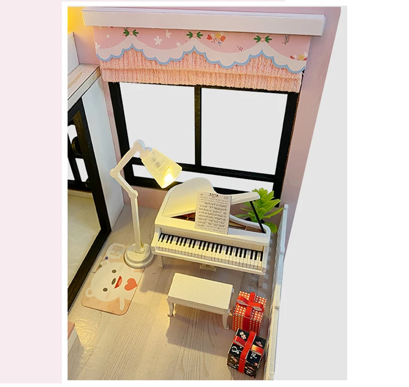 DIY Wooden Princess Room Casa Doll Houses Miniature Building Kits with Furniture Light Dollhouse Toys for Adults Birthday Gifts