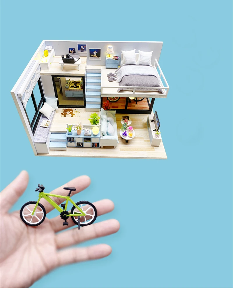 DIY Wooden Princess Room Casa Doll Houses Miniature Building Kits with Furniture Light Dollhouse Toys for Adults Birthday Gifts