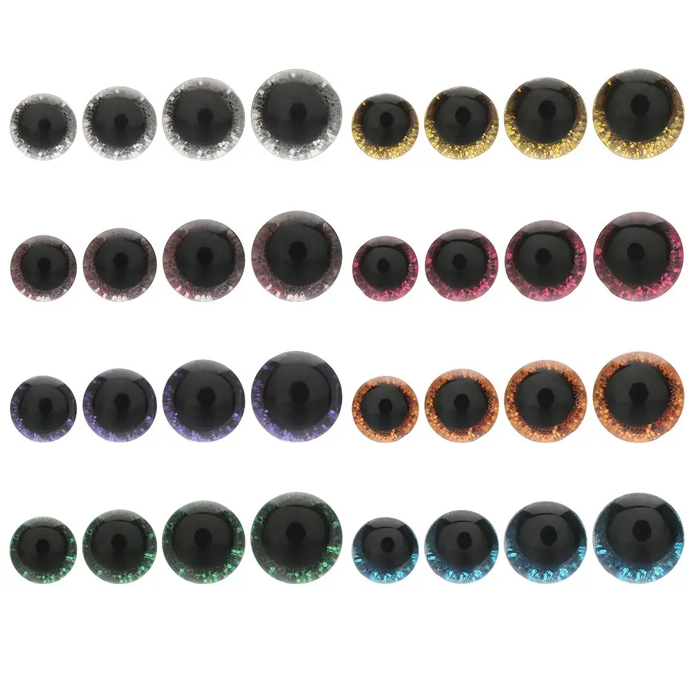 10pcs 9/12/14/16mm Glitter Crystal Eyes Dolls DIY Crafts Plastic Safety Glitter Crystal Bear Animal Puppet Stuffed Toys Parts