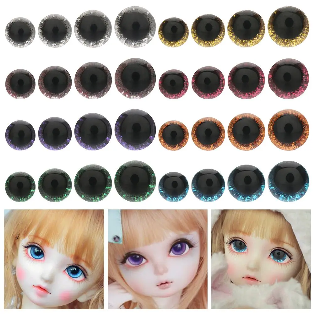 10pcs 9/12/14/16mm Glitter Crystal Eyes Dolls DIY Crafts Plastic Safety Glitter Crystal Bear Animal Puppet Stuffed Toys Parts