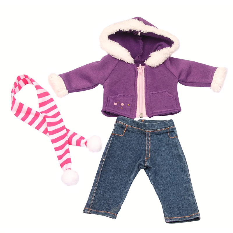 Winter American 18 Inch Girl Doll Clothes Jacket + Leggings Doll Clothes For 43cm Baby New Born Doll Clothes Suit Reborn Doll