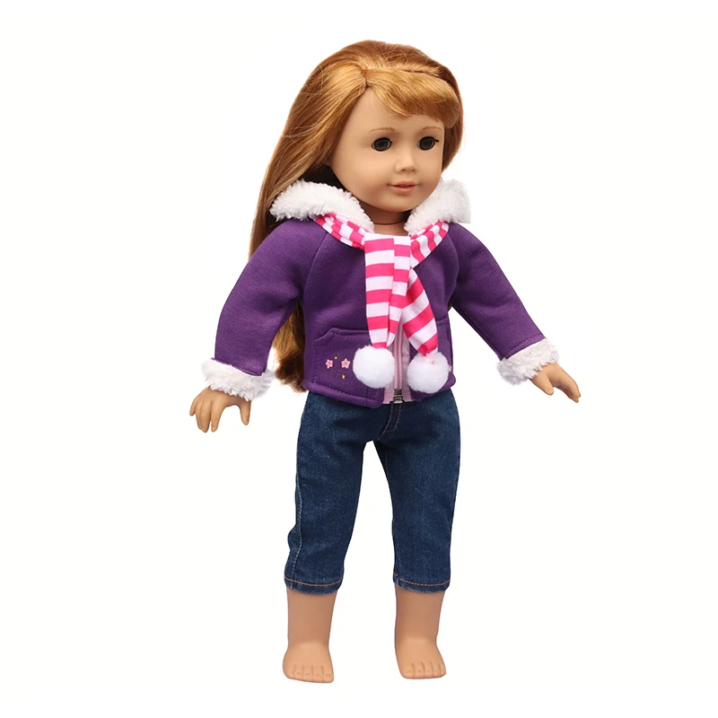 Winter American 18 Inch Girl Doll Clothes Jacket + Leggings Doll Clothes For 43cm Baby New Born Doll Clothes Suit Reborn Doll