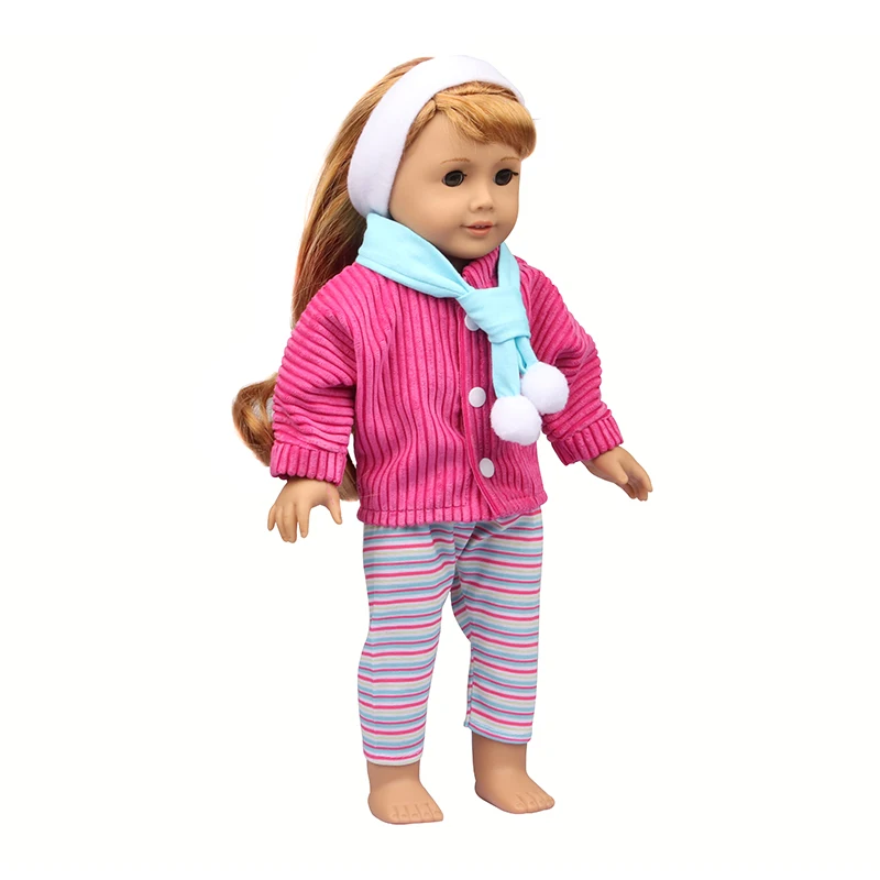 Winter American 18 Inch Girl Doll Clothes Jacket + Leggings Doll Clothes For 43cm Baby New Born Doll Clothes Suit Reborn Doll
