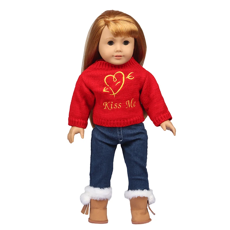 Winter American 18 Inch Girl Doll Clothes Jacket + Leggings Doll Clothes For 43cm Baby New Born Doll Clothes Suit Reborn Doll