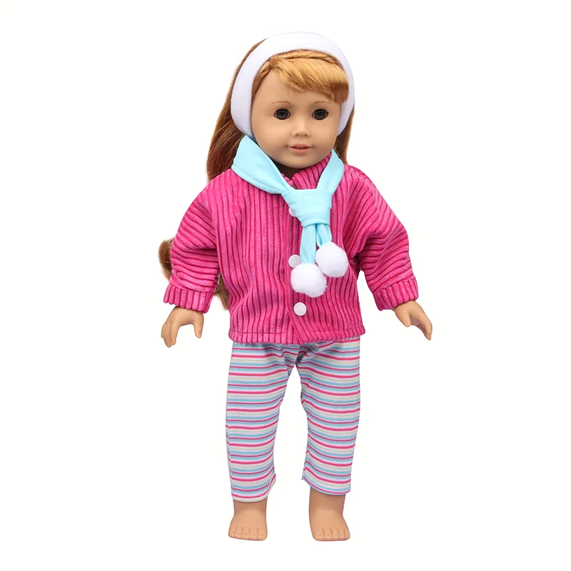 Winter American 18 Inch Girl Doll Clothes Jacket + Leggings Doll Clothes For 43cm Baby New Born Doll Clothes Suit Reborn Doll