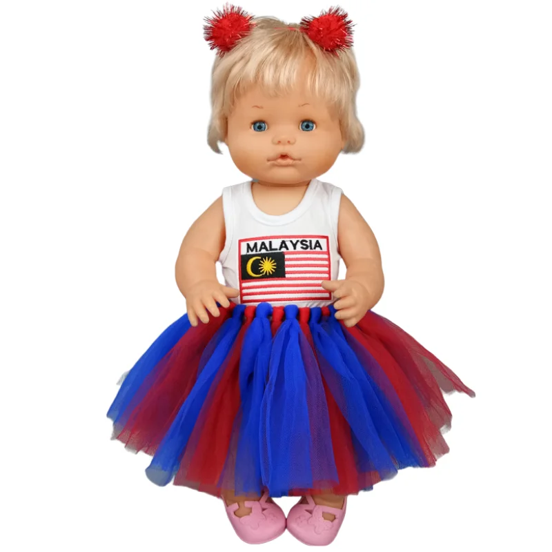 Fit 40cm baby doll clothes red santa claus pajama for 38cm Ropa y su Hermanita baby toys clothes