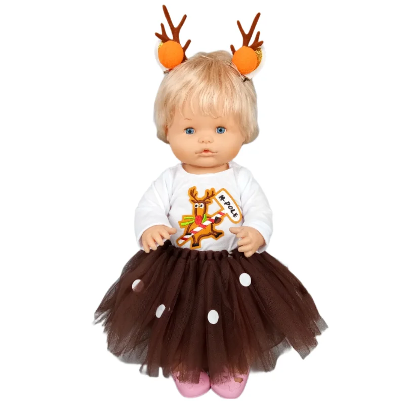 Fit 40cm baby doll clothes red santa claus pajama for 38cm Ropa y su Hermanita baby toys clothes