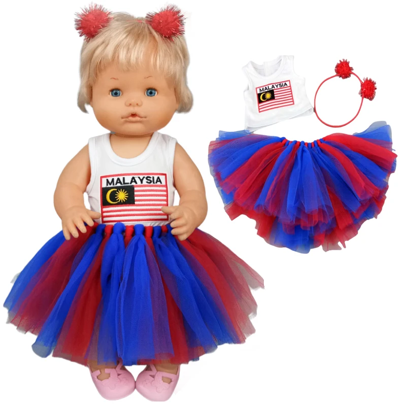 Fit 40cm baby doll clothes red santa claus pajama for 38cm Ropa y su Hermanita baby toys clothes
