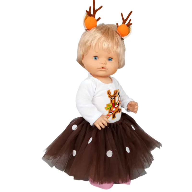 Fit 40cm baby doll clothes red santa claus pajama for 38cm Ropa y su Hermanita baby toys clothes