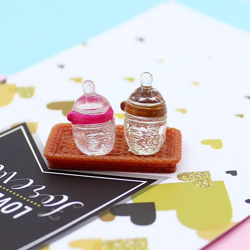 10pcs Cute 1:12 Simulation Mini Milk Bottle Feeding Bottles Miniature Baby Bottle DIY Dollhouse Miniature Accessories
