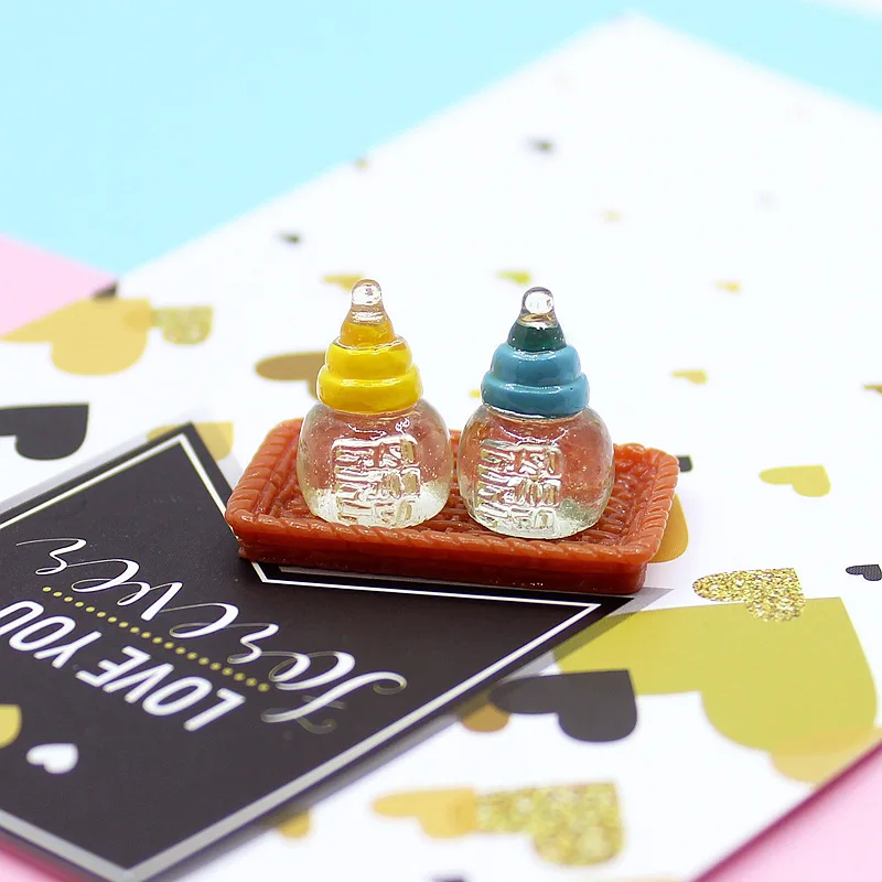 10pcs Cute 1:12 Simulation Mini Milk Bottle Feeding Bottles Miniature Baby Bottle DIY Dollhouse Miniature Accessories