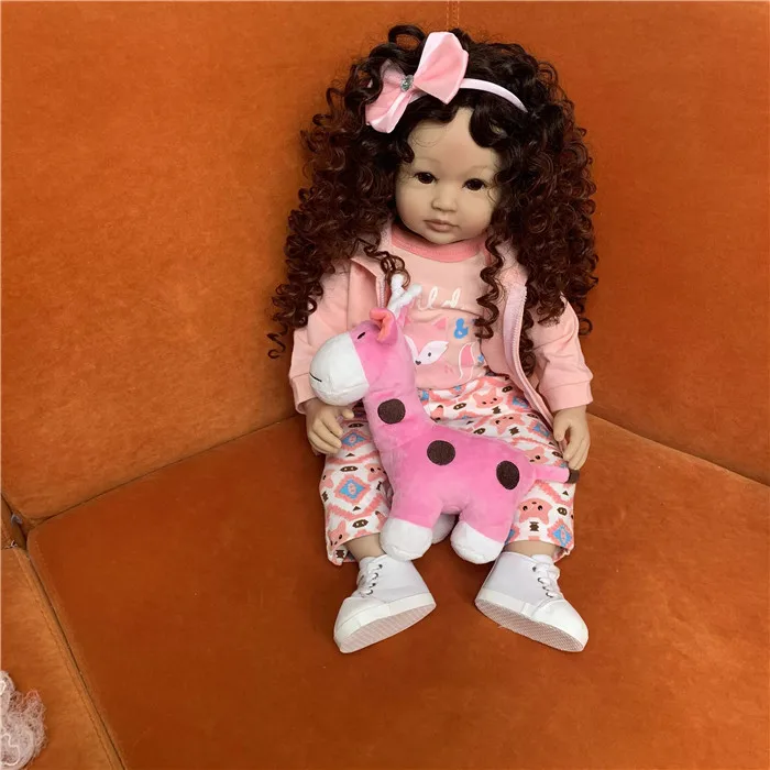 Fashion Curly hair Wig for 23inch Silicone Reborn Baby Doll Long Curly hair for 60cm Reborn Doll DIY Doll Hair Wig