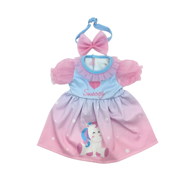 Baby Doll Dress 38 Cm Pink Unicorn Dress Fit for 38cm Doll Nenuco Ropa Y Su Hermanita Dress Wear
