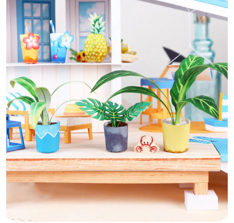 DIY Dollhouse Casa Miniature Furniture Kit Ice Cream Car Shop Paper Model Doll Houses Assemble Toy for Children Christmas Gifts