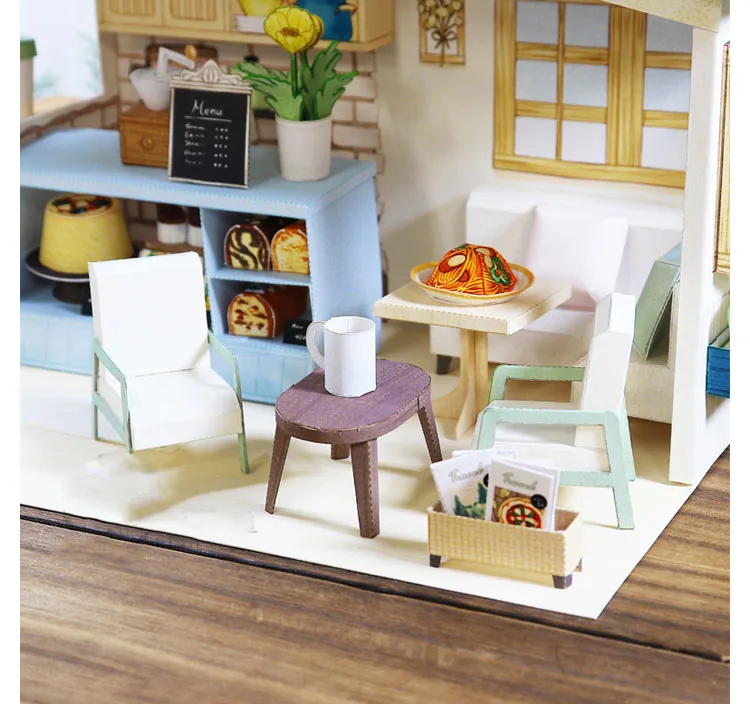 DIY Dollhouse Casa Miniature Furniture Kit Ice Cream Car Shop Paper Model Doll Houses Assemble Toy for Children Christmas Gifts