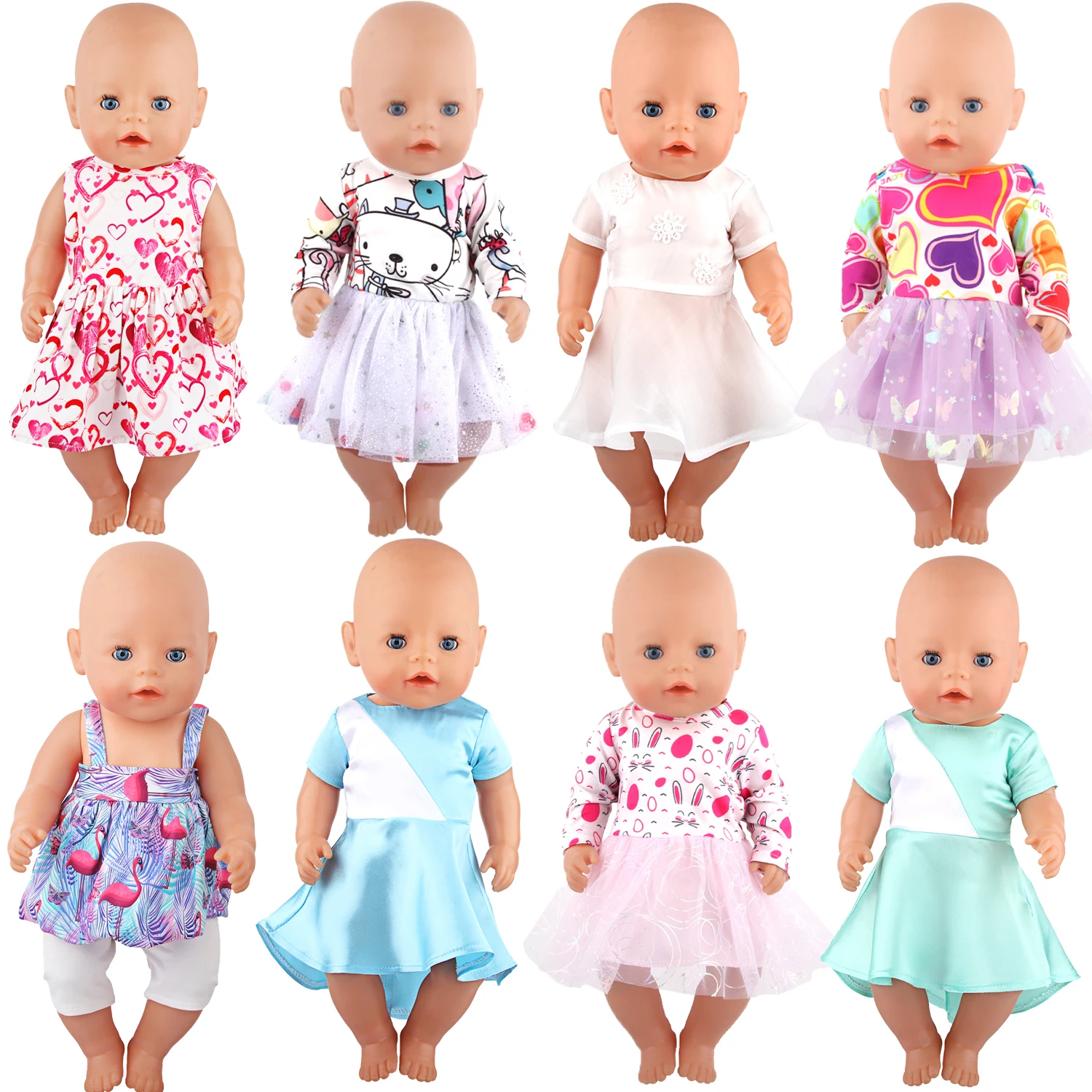 Doll Dress 43cm Baby Doll Clothes Cat Love Skirt Suit For 18 Inch American And Our generation Russia Girl Doll Accessories Toy