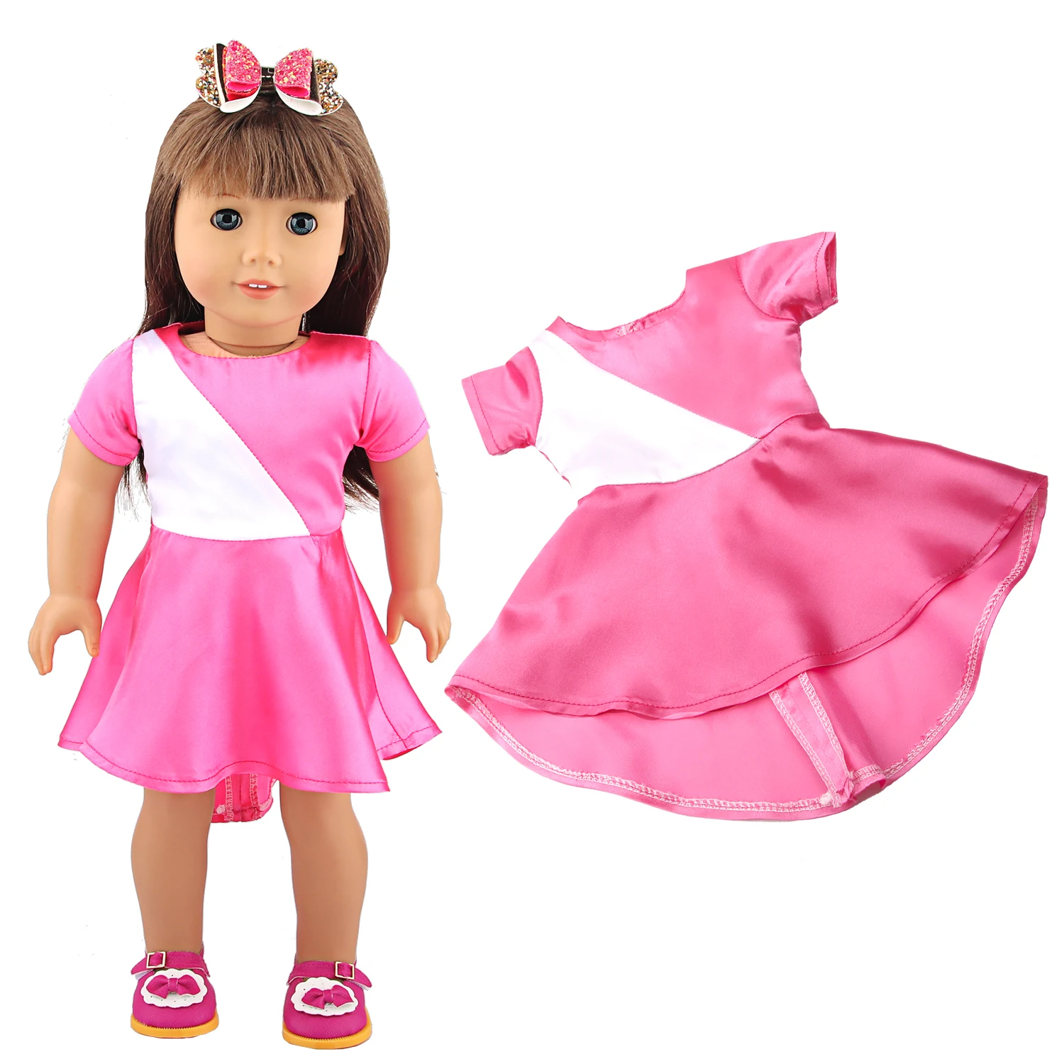 Doll Dress 43cm Baby Doll Clothes Cat Love Skirt Suit For 18 Inch American And Our generation Russia Girl Doll Accessories Toy