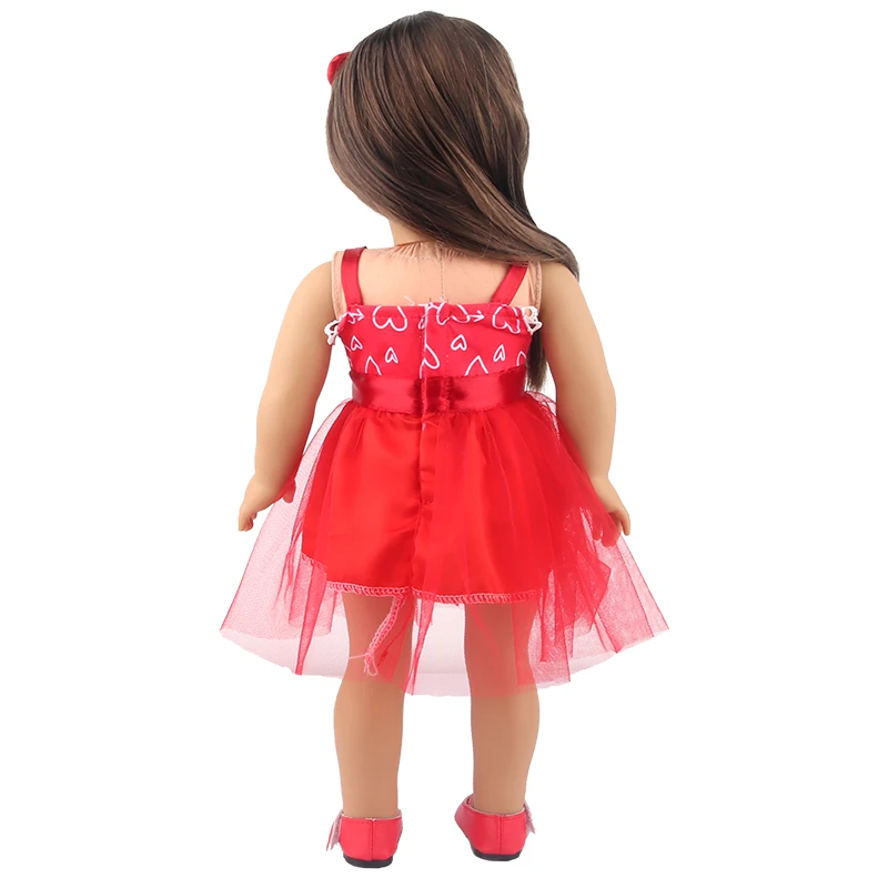 Doll Dress 43cm Baby Doll Clothes Cat Love Skirt Suit For 18 Inch American And Our generation Russia Girl Doll Accessories Toy